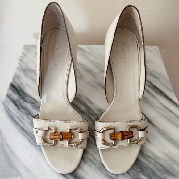 Gucci Leather Horsebit Accent Open Toe Heels - Picture 6 of 10